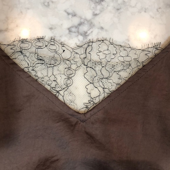 Brown Slip Dress with Lace Accents - Picture 5 of 6